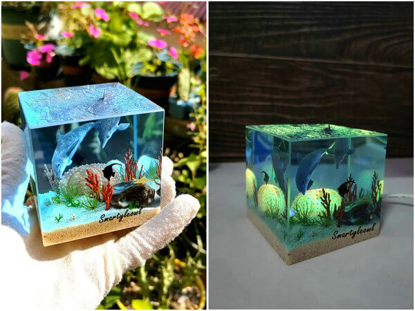Ocean Resin Diorama | Ocean Resin Paperweight| Whale Shark Resin ...