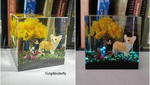 dog resin diorama
