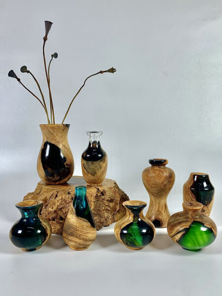 wood resin vase