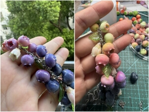 clay blueberry bracelet