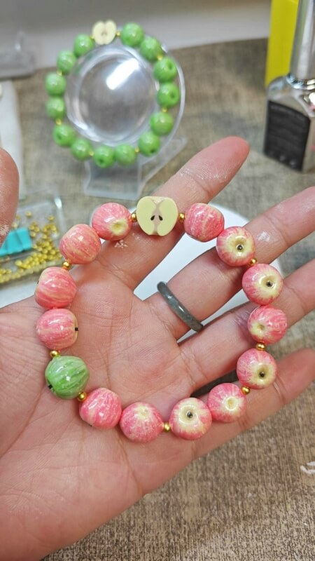 clay apple bracelet